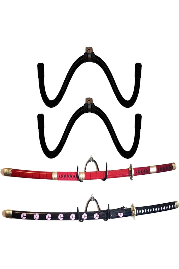 Universal Sword Display Rack Sword Wall Mount Sword Wall Rack Sword Holder Sword Stand Sword Hook Sword Storage Sword Bracket Hanger - Adjustable Hooks - Hold 2 Swords No Sword