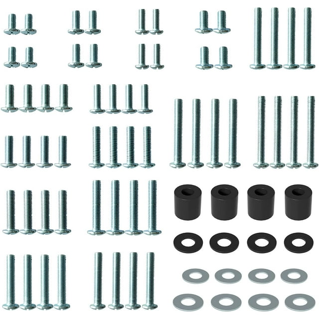 Universal TV Mounting Hardware Kit Includes M4, M5, M6, M8 TV Wall Mount Screws, Spacers and