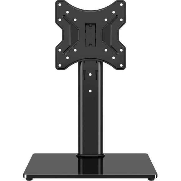 Universal TV Stand Base, Swivel Table Top TV Stand for 20-43 inch TVs/Monitors with 4 Level Height Adjustment and Tempered Glass Base, Holds up to 88 Lbs, VESA 200x200mm