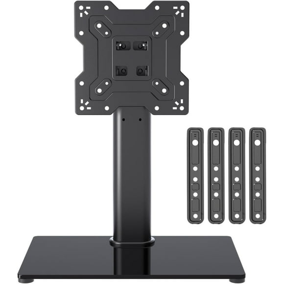 Universal TV Stand Base, Table Top TV Stand for 17-55 Inch LCD/LED TVs, Height Adjustable Monitor Mount Stand with Tempered Glass Base Holds up to 88lbs VESA 400x400mm, TS102