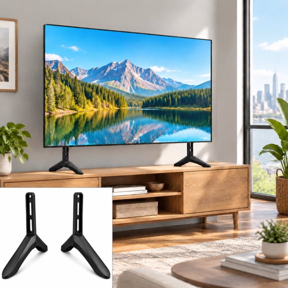 Sunaoming Universal TV Stand Legs for 32-100" TVs, 220 lb Heavy Duty Replacement Base with Screws, Black