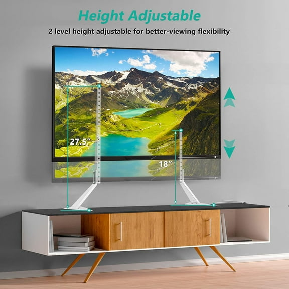 Universal TV Stand, TV Stand for Living Room Mounting for 22 to 65 inch Television up to 110lbs, Small TV Legs with Mounting Holes up to 800x500mm(TVS001-W), White