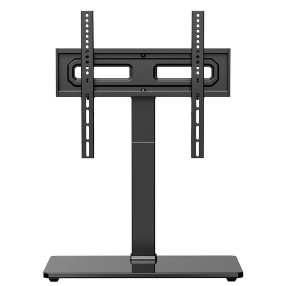 MountFTV Universal Table Top TV Stand for 32 - 70" Flat Screen TVs, Holds up to 88lbs, Max 400x400mm, 9 Height Adjustable Swivel Tabletop TV Stand Mount with Alloy Steel Glass Base