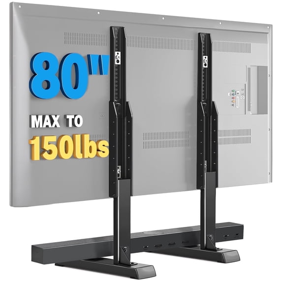 RTVR 24 to 80 inch Table Top TV Stand Universal Feet Base Replacement, TV Mount Legs for Flat Screens, Adjustable Black