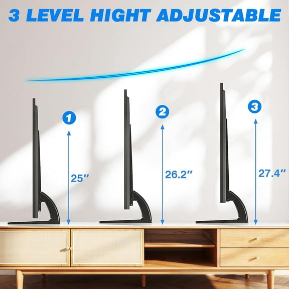 Universal Table Top TV Stand Base TV Legs with Height Adjustment fits Most 22-65 Inch LCD LED Flat Screen TVs, Max VESA 800x500 mm, TV Feet Mount Holds up to 88 lbs, Black