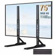 MountFTV Universal Table Top TV Stand for 20-75 inch TVs, Max 800x600 mm, TV Legs Holds up to 110lbs, Premium Height Adjustable Tabletop TV Feet Stand with Cable Management