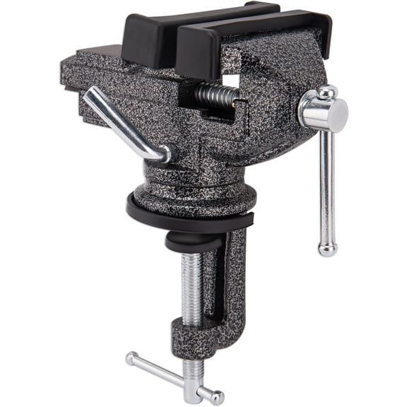 Universal Table Vise 3 Inch,  Vise Clamp- Portable Bench Clamp, 360? Swivel Base Clamps Fixed Tool for Woodworking,  Creations, Metalworking,  Conduit, Drilling,  (Black)