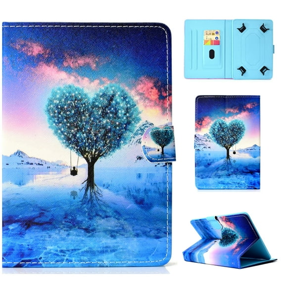 Universal Tablet Case 6-7 inch, Allytech Folio PU Leather Stand Protective Case Cover with Magnetic Closure [Card Slot Wallet Case] for All 6-7 inch Android Windows IOS Tablet PC, Heart Tree