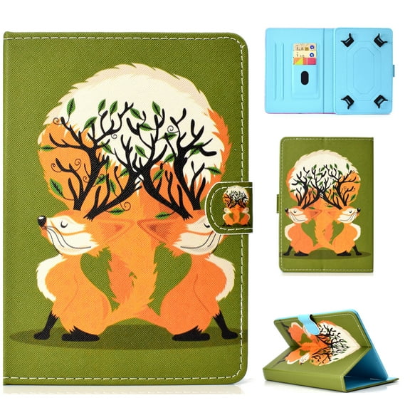 Universal Tablet Case 6-7 inch, Allytech Folio PU Leather Stand Protective Case Cover with Magnetic Closure [Card Slot Wallet Case] for All 6-7 inch Android Windows IOS Tablet PC, Fox