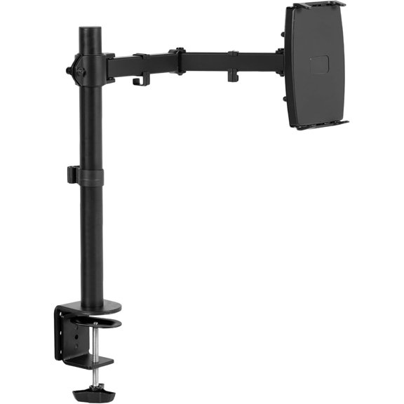 Universal Tablet Desk Mount, Single Arm Adapter for 2-in-1 Laptops, Holds up to 15.6 inch Portable Monitors Without VESA Holes, Fully Adjustable Stand, Black, STAND-V001UVM