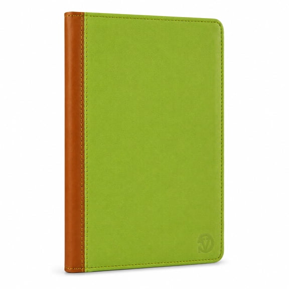 Universal Tablet Folio Case with Stand, Hand Strap and Storage Pockets, Fits Devices up to 9.75 x 6.9 Inches, Lime Green and Brown