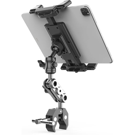 Universal Tablet Holder Mount for Treadmill Exercise Bike Stroller Wheelchair Golf Cart - 360 Rotatable Adjustable Clamp 4.7" to 12.9" iPad iPhone Smartphones & Tablets