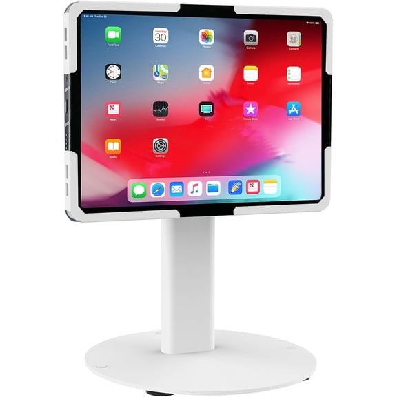 Universal Tablet Stand with Tilt, Anti-Theft Retail iPad POS Kiosk Stand, Fits 9.7"–13.1" Tablets, 90 °   Rotation & 180 °   Tilt, 20 lb Capacity, Steel Countertop Mount