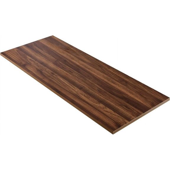 Universal Tabletop 60"x18", Solid One-Piece Melamine Table Top, Double L-Desk Floating Desk DIY, Home and Office,Dark Walnut