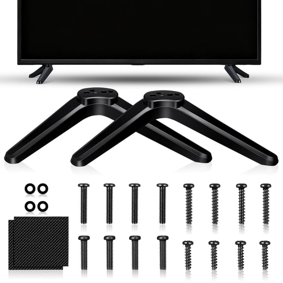 Universal Tabletop TV Support Legs 2Pcs, Replacement Base Feet for 32-55 inch Smart TVs, Black Sturdy Stand with Full Accessory Set