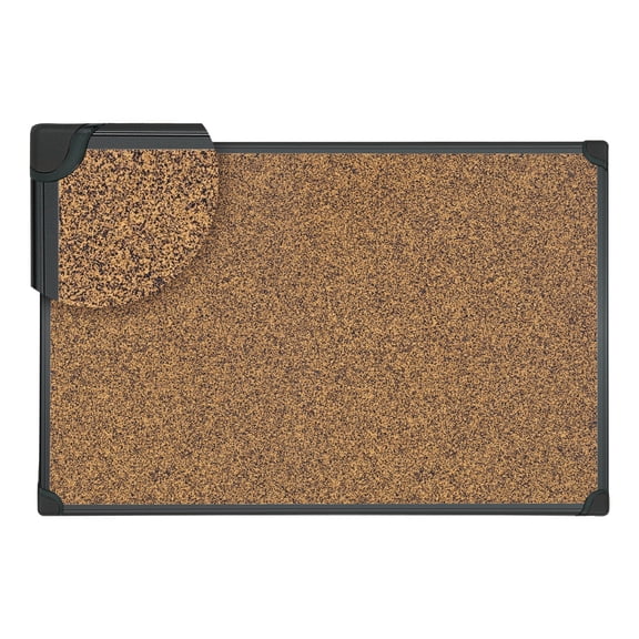 Universal Tech Cork Board, 24 x 18, Cork, Black Frame