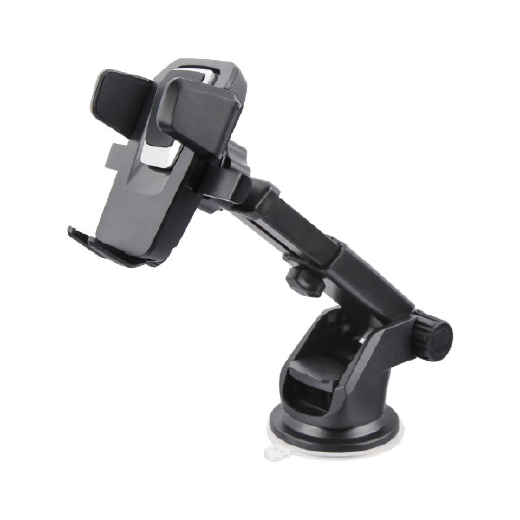 Universal Telescopic Dashboard & Windshield Phone Mount – Adjustable Cradle with 360° Rotation, Black
