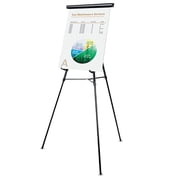 Universal 3-Leg Telescoping Easel with Pad Retainer, Adjusts 34" to 64", Aluminum, Black -UNV43150