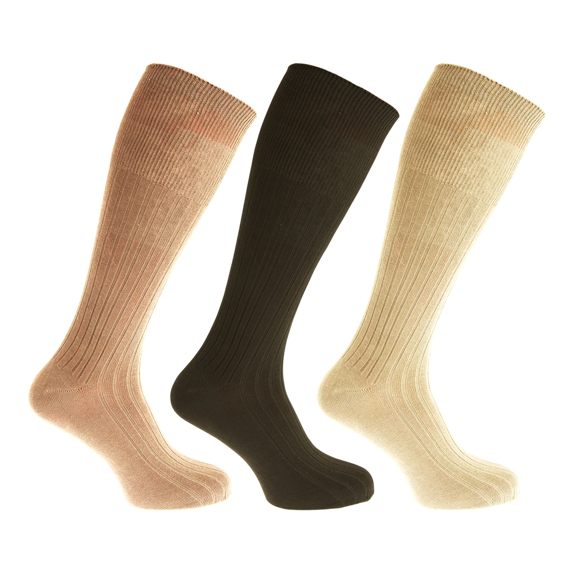 Universal Textiles Mens 100 Cotton Ribbed Knee High Socks (Pack Of 3