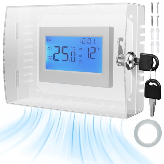 Universal Thermostat Lock Box Heavy Duty Large Cover with Key Lock Avoid Unauthorized Adjustments for Home Office Rental Property Fits Thermostat