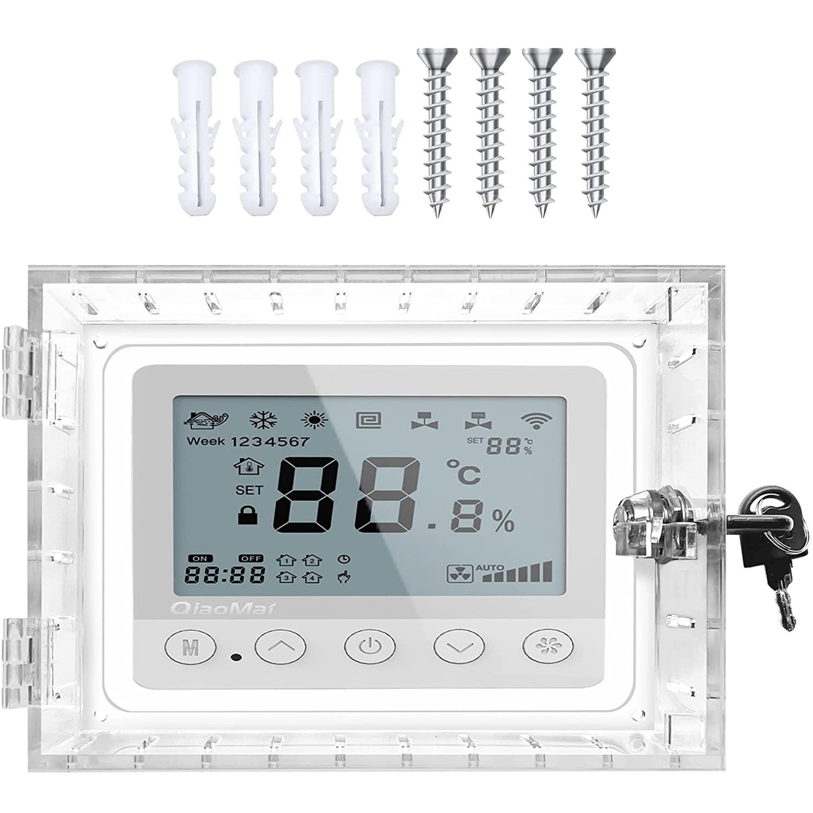 Universal Thermostat Lock Box with Key Clear Large Thermostat Guard for
