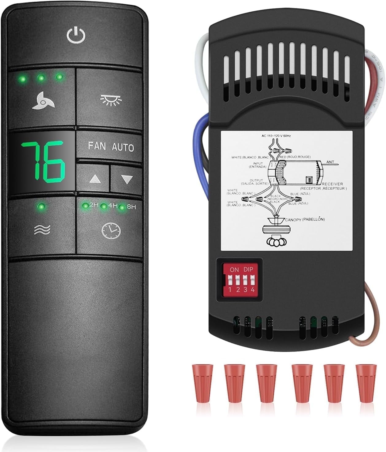 Universal Thermostatic Ceiling Fan Remote Control Kit, Ceiling Fan Remote  Replacement for Hampton Bay/Harbor Breeze/Hunter, 3-Speed Timer Light  Dimmer, 2AAZPHD3/HD3 KUJCE10320/TR222A - Walmart.com, image size:1258x1473