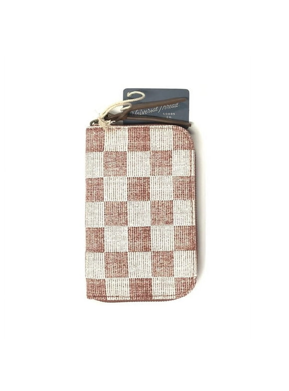 Universal Thread Small Checkered Folio Zipper Wallet - Terracotta (5.5" x 3.5")