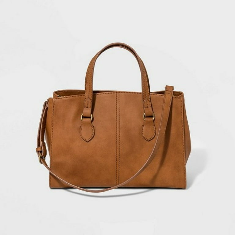 Universal Thread Structured Satchel Handbag in Cognac 