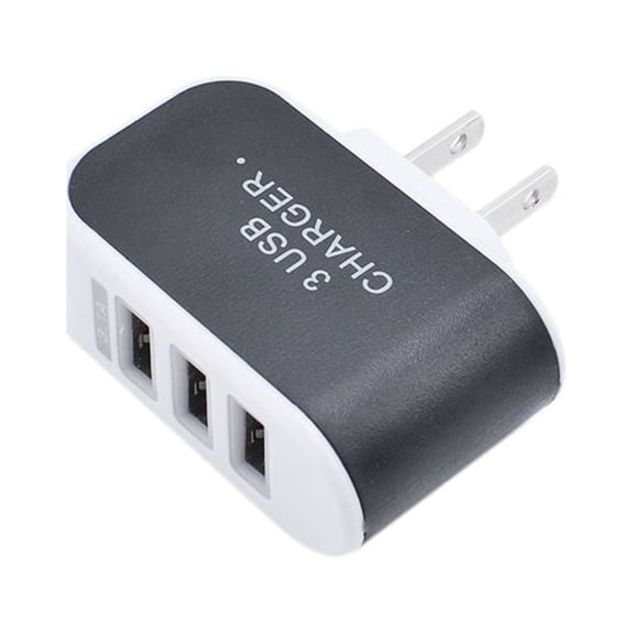 Crazyview Universal Three USB Ports Outlet Wall Charger AC Power Adapter 3.1A Fast Charge Plug With LED Light For 7/ 6s/ Tablets/ / / Nexus/ / And Plug (Black)
