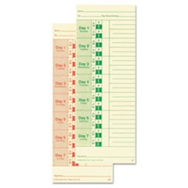 PAPERPERFECT Universal Time Card, Side Print, 3 1/2 x 9, Bi-Weekly/Weekly, 2-Sided 100/Pack