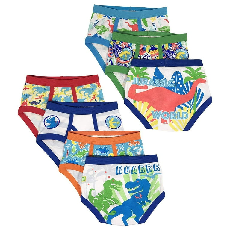 Universal Toddler Boys' 7-Pack Underwear Briefs, Jurassic World, 4t