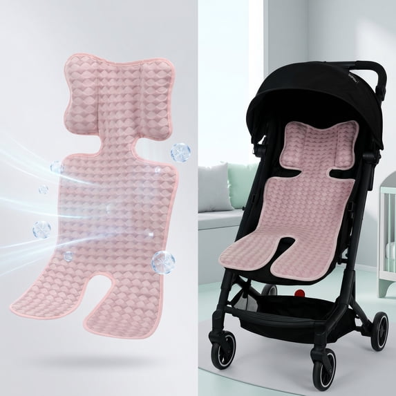 Universal Toddler Car Seat Cool Pad, Sweat Resistant Breathable Stroller Cooling Liner Mat with Fixing Hooks for Summer Baby Travel, Pink