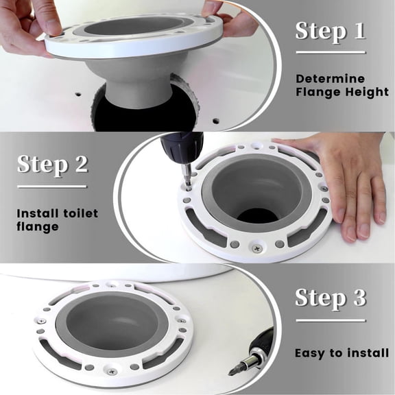 Universal Toilet Flange Repair Kit, Silicone  ABS, No Flooring Removal Needed