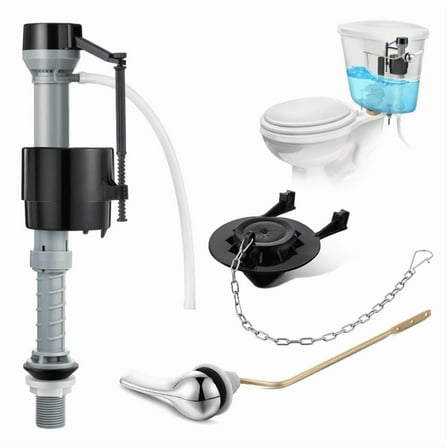 Universal Toilet Flusher Replacement Kit, 2-Inch Flapper, Fill Valve, Side Mount Handle Lever, Water-Saving, Adjustable Toilet Repair Kit