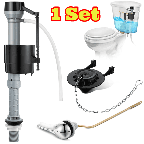 Universal Toilet Flusher Replacement Kit, Fill Valve, 2 inch Flapper, Side Mount Handle Lever, Water-Saving, Adjustable Toilet Repair Kit Inside Tank