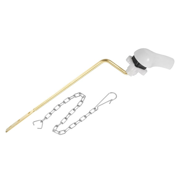 Universal Toilet Handle Replacement, 1 Pcs Toilet Flush Handle with Stainless Steel Chain, Zinc Alloy Toilet Handle Lever, White Handle(1.2inch Width)