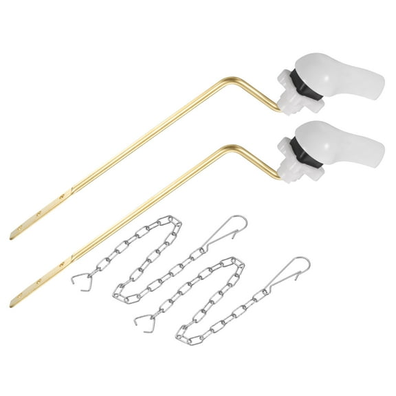 Universal Toilet Handle Replacement, 2 Pcs Toilet Flush Handle with Stainless Steel Chain, Zinc Alloy Toilet Handle Lever, White Handle(1.2inch Width)