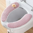 thumbnail image 1 of Universal Toilet Seat Cover Set with Handle Winter Warm Soft Washable Knitted Non-Slip Elastic Fit for Round Rectangular Toilets 2 Pack, 1 of 8