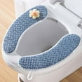 thumbnail image 1 of Universal Toilet Seat Cover Set with Handle Winter Warm Soft Washable Knitted Non-Slip Elastic Fit for Round Rectangular Toilets 2 Pack, 1 of 8