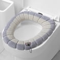 thumbnail image 1 of Universal Toilet Seat Cover with Handle Washable Knitted Bathroom Mat Set of 2, 1 of 4