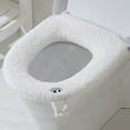 thumbnail image 1 of Universal Toilet Seat Cushion | Plush Fleece Winter Toilet Seat Cover | Thickening Warm Washable Bathroom Toilet Seat Cushion with Handle | 42x37cm White, 1 of 6