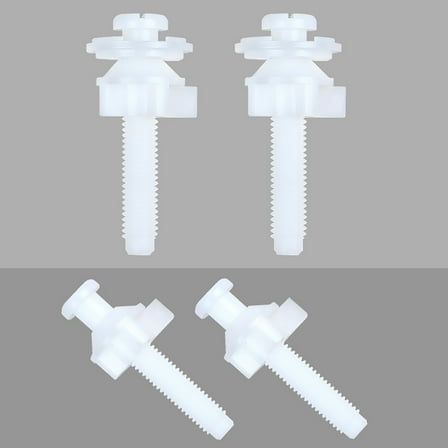 Universal Toilet Seat Screws Replacement Kit, Plastic Bolts Toilet Seat Hinge Bolt Screws with Plastic Nuts and Washers Parts Kit, White, 4 Pack, 2.55 Inches
