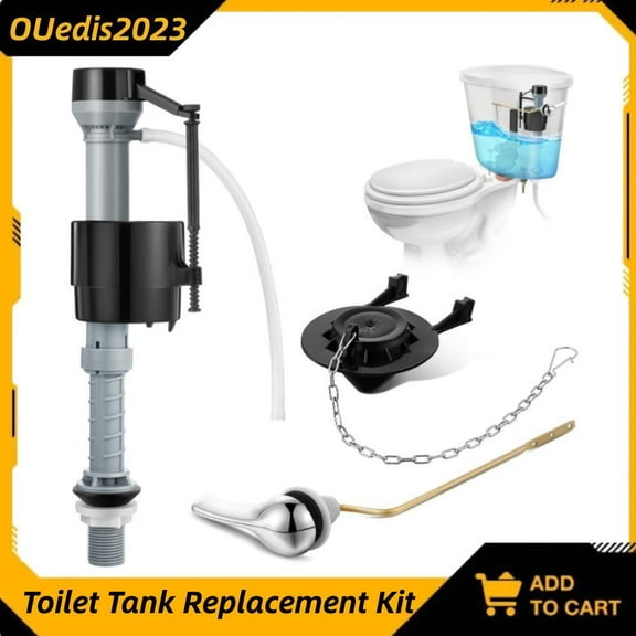 Universal Toilet Tank Replacement Kit, Include Toilet Fill Valve, Black, 1 Set