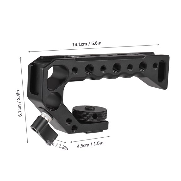Universal Top Handel Camera Handgrip with 4 Cold Shoe Mounts ARRI Positiong Hole 1/4in And 3/8in Threaded Holes Compatible Cage Sports for Vlogging Live Streaming