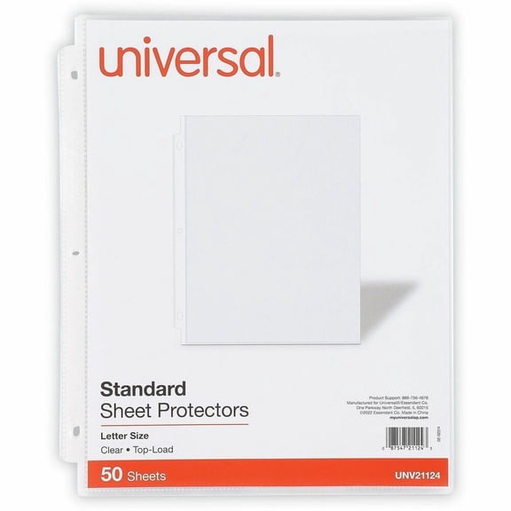 Universal Top-Load Poly Sheet Protectors, Standard Gauge, Letter, Clear, 50/Pack