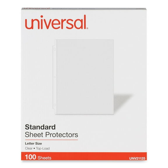Universal Top-Load Poly Sheet Protectors, Standard, Letter, Clear, 100/Box