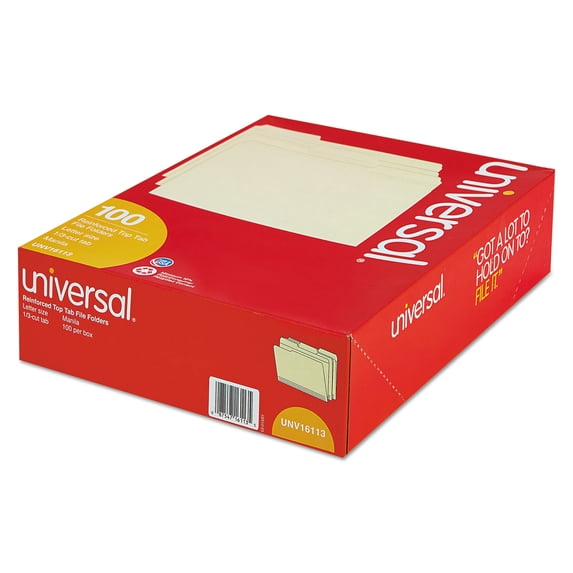 1PC Universal Double-Ply Top Tab Manila File Folders, 1/3-Cut Tabs: Assorted, Letter Size, 0.75\\" Expansion, Manila, 100/Box