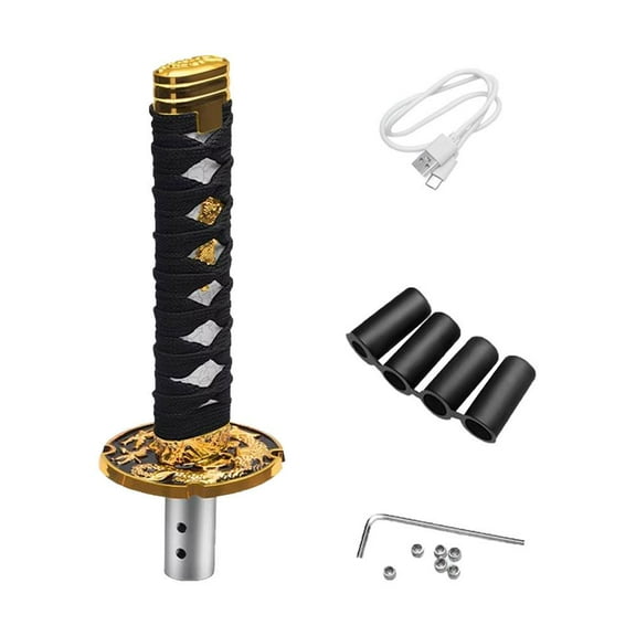 Universal Touch-Sensitive Illuminated Katana Sword Shift Knob with 4 Adapters (12mm, 11mm, 10mm, 8mm) for Most Manual Cars