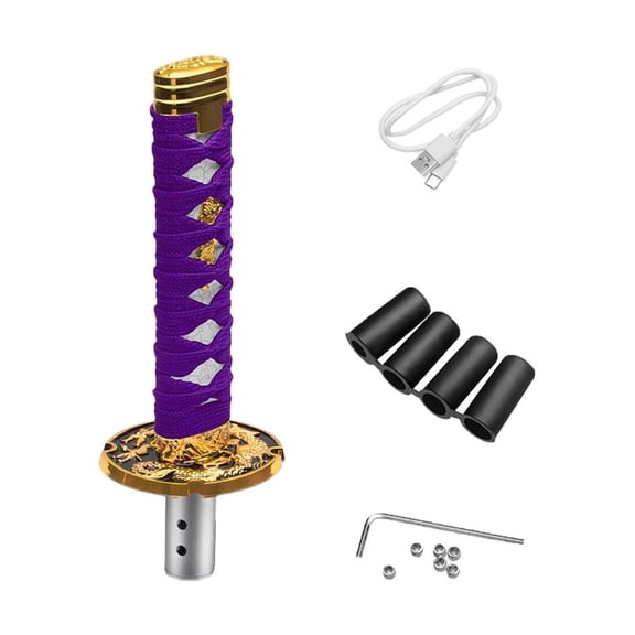 Universal Touch-Sensitive Illuminated Katana Sword Shift Knob with 4 Adapters (12mm, 11mm, 10mm, 8mm) for Most Manual Cars