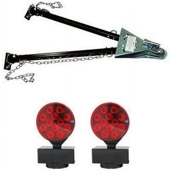 Universal Tow Bar Kit LED Magnetic Tow Lights and Adjustable Mount Tow Bar Complete Tow Package Kit Towing (Heavy Duty)